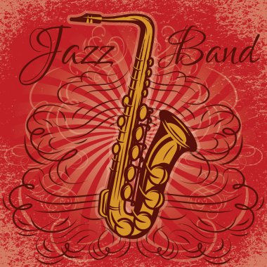 saksafon ile caz konseri için Retro posteri