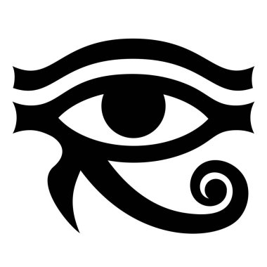 Horus 'un Gözü. Eski sembol deseni. Vektör monokrom çizimi. Beyaz arkaplan.