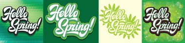 Kaligrafik yazıtlı vektör renk çizimleri - Merhaba Spring.