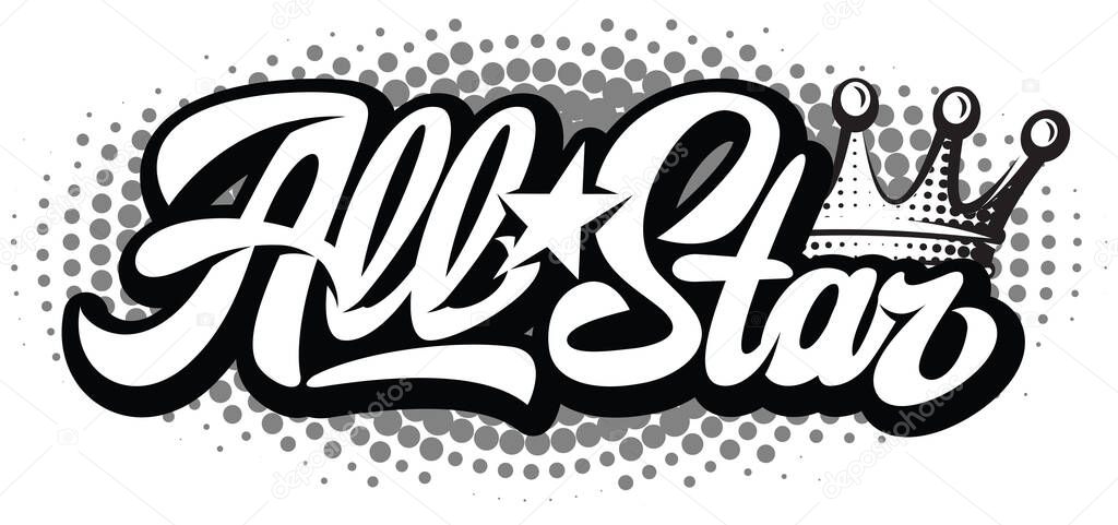 Template with inscription, crown and halftone. Vector editable illustration. Element for business card design, style, website, print.