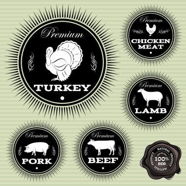farklı hayvanlar ve kuşlar ile amblem seti