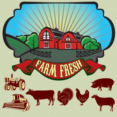 parlak renkli kırsal manzara simgeler kümesi ile