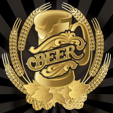 vektör bardak bira menü için siyah arka plan üzerine