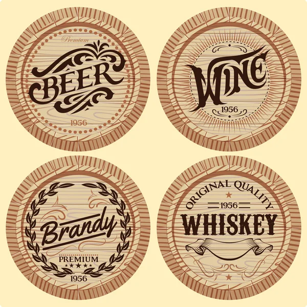 vektör şablon ahşap varil alkollü içecekler için ayarla