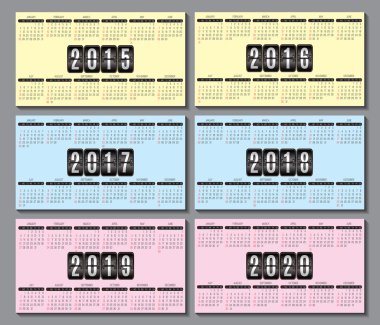 Takvim kılavuzu 2015, 2016... 2020 için kartvizit