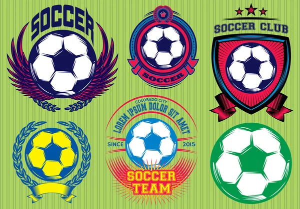 Conjunto de plantillas de diseño de logotipo de insignia de fútbol Vector  de stock por ©111chemodan111 64091095