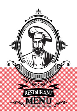 Şef ve bez ile bir restoran menü için şablon