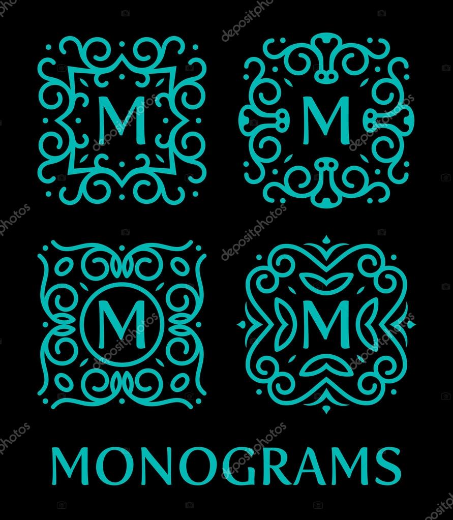 Set of templates in the style line art for design