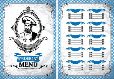 Şef ile retro tarzı Restoran menüsünde için şablon