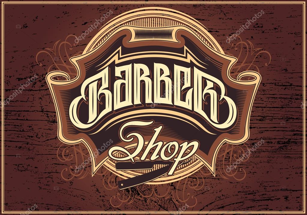 Brown vector sign for a barber shop