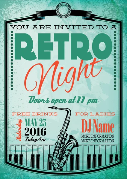 Retro poster Pano saksafon ve piyano için