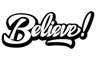 Dinamik monokrom harfli kelime. Cesur fırça metnine inan. Motivasyon inancı ve kendine güveni vurgula..