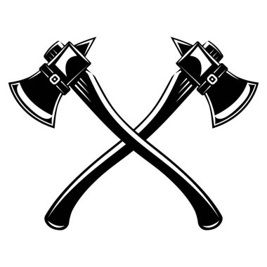 Çapraz Ahşap Kesen Baltalar Kereste veya Orman Hizmetleri Amblemleri ve Logoları için Vektör İllüstrasyonu.