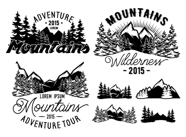 tek renkli desenler, yatay, dağlar ve Göknar ormanı