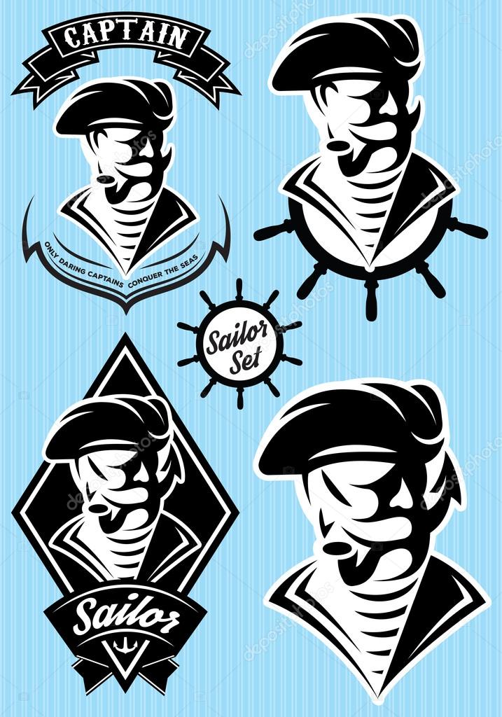 Set vector template in retro style with pirate