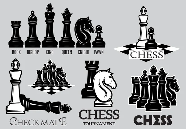 Black chess pieces with names Royalty Free Vector Image