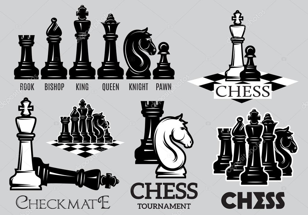 Set of emblems and signs for the chess tournament