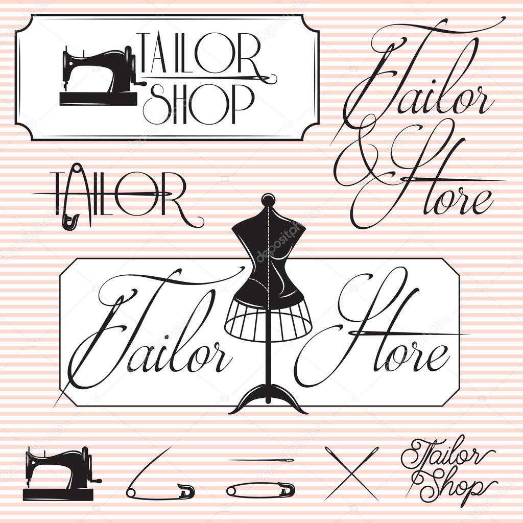 Set of templates for promotional signage tailor shop