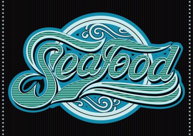 Şablon hat yazıt deniz ürünleri menü çubuğunun Restoran