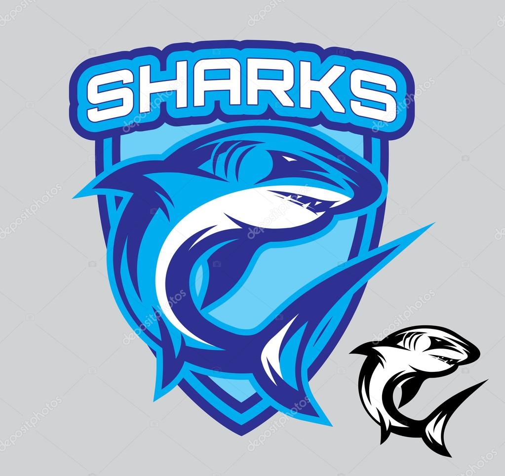 Vector template stylish emblems for sports teams with a shark