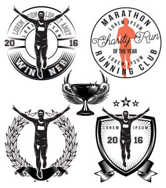 vektör şablonu ile şık spor atlet maraton için ayarla