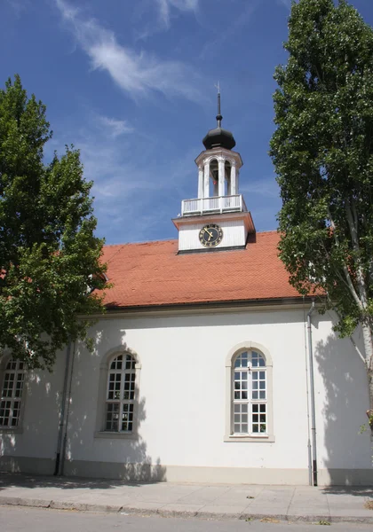 Chapel tower sun day with trees — Stock Photo, Image