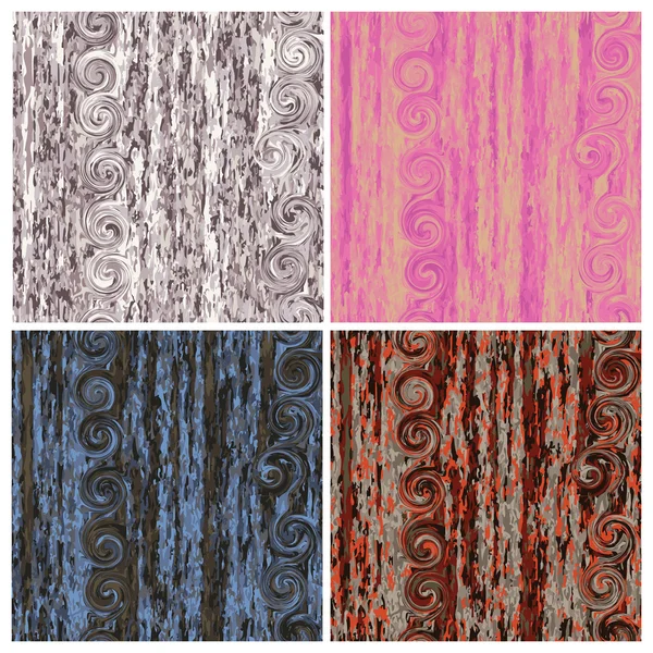Abstract seamless pattern in four color variations — Stock Vector