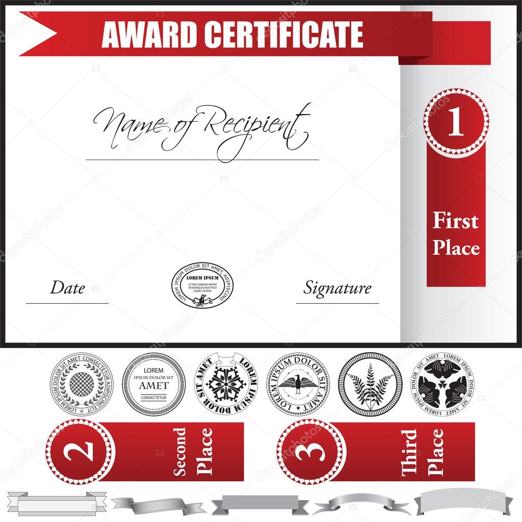 Award Certificate Template Stock Vector Image by ©zarja #23 Within First Place Award Certificate Template