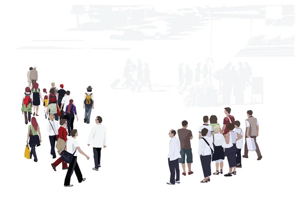 Bird's Eye View Of People Group Vector Graphics