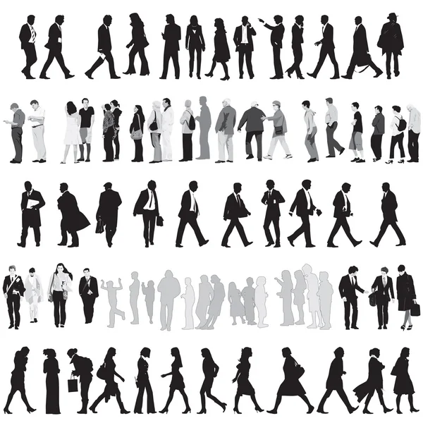 Collection Of People Silhouettes — Stock Vector