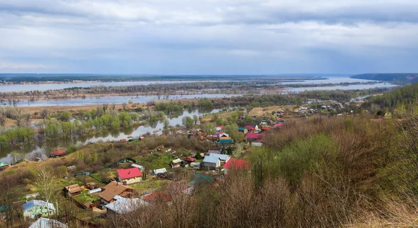 Древнее Русское Село Кадницы Берегу Волги Нижегородской Области — стоковое фото