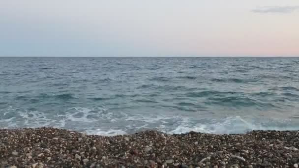 Serata Mar Mediterraneo Sulla Spiaggia Konyaalti Antalya Turchia — Video Stock