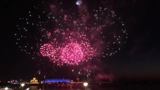 Festive summer fireworks in Nizhny Novgorod — Stock Video