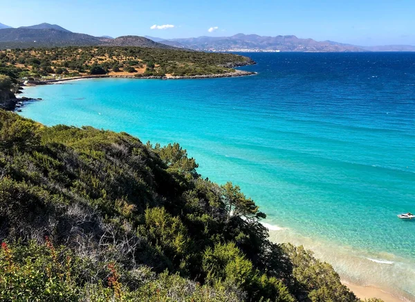 Arena Dorada Agua Clara Playa Voulisma Isla Creta Grecia — Foto de Stock