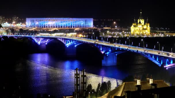 Niżny Nowogród Rosja Września 2021 Jesienny Widok Panoramiczny Stadion Katedrę — Wideo stockowe