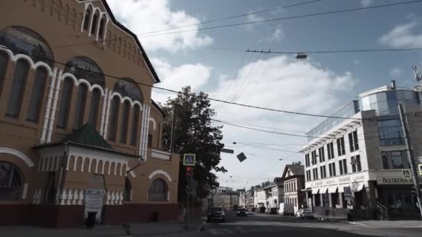 ニジニ ノヴゴロド ロシア 2021年9月19日 ピスクノフ通りの子供芸術宮殿のファサードの修復 — ストック動画