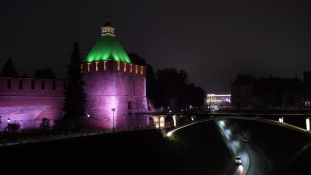 Nizhny Novgorod Rusia Septiembre 2021 Noche Bolshaya Pokrovskaya Con Iluminación — Vídeo de stock