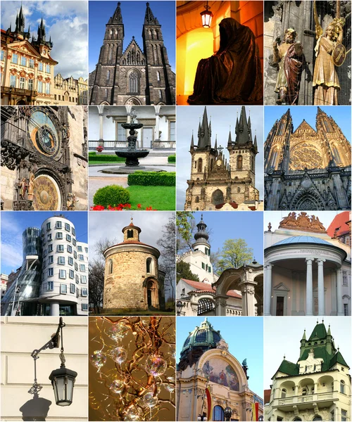 Collage av landmärken i Prag — Stockfoto