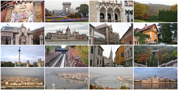 Collage of landmarks in Budapest Hungary — Stock Photo, Image
