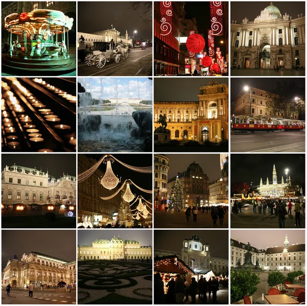 Collage de monumentos en Navidad Viena —  Fotos de Stock