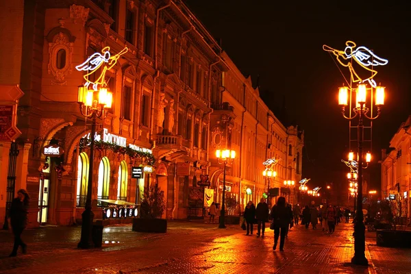 Christmas winter view Bolshaya Pokrovskaya Nizhny Novgorod — Stock Photo, Image