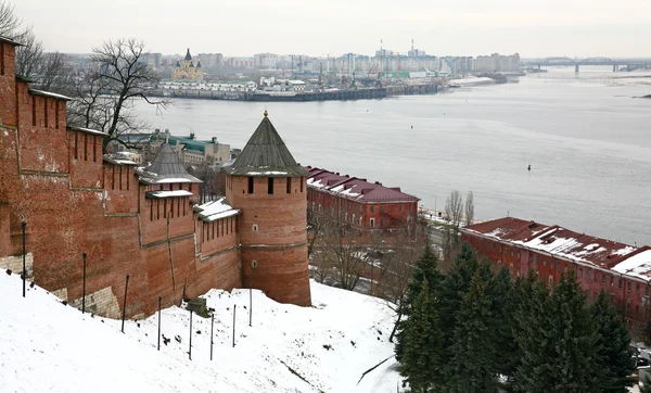 Vista de invierno del Kremlin Nizhny Novgorod — Foto de Stock