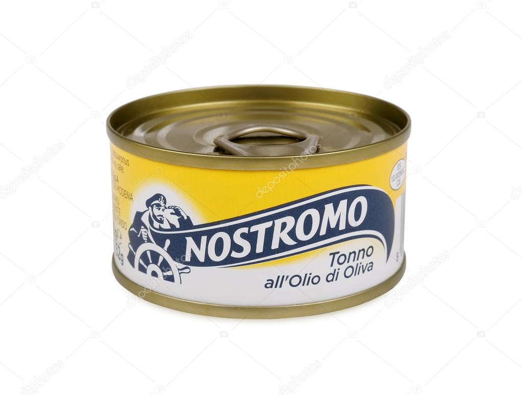 PULA, CROATIA - APRIL 17, 2016: Nostromo is one of the best known food brands in Italy. It was born as a company in 1941. Renamed in 1951, the Nostromo brand makes its products at its factory in Grado, in North-East Italy.