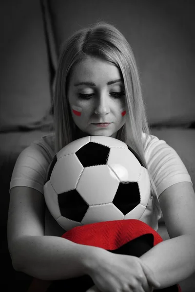 Sad Polish football fan — Stock Photo, Image