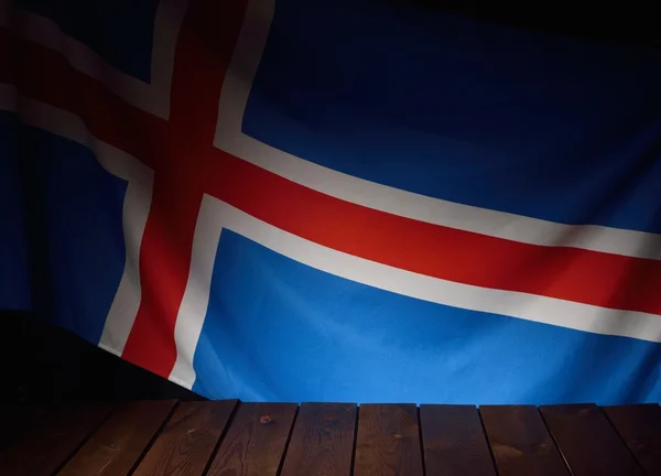 Vlajka Islandu dřevěná deskami — Stock fotografie