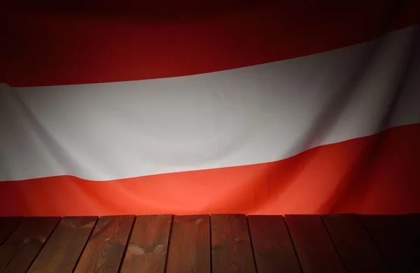 Drapeau de l'Autriche avec planches en bois — Photo