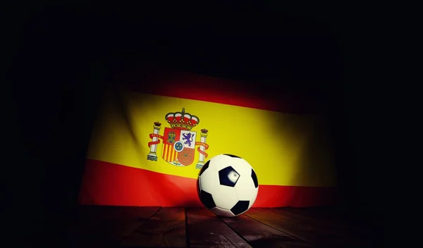 Flagge Spaniens mit Fußball — Stockfoto