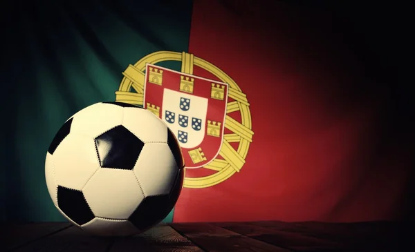 Drapeau du Portugal avec football — Photo