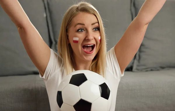 Polish fan cheering  team — Stock Photo, Image