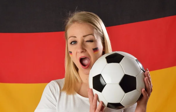 Fan de football allemand équipe acclamant — Photo